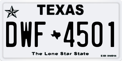 TX license plate DWF4501