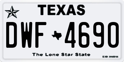 TX license plate DWF4690