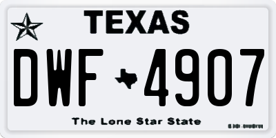 TX license plate DWF4907