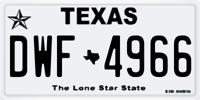 TX license plate DWF4966