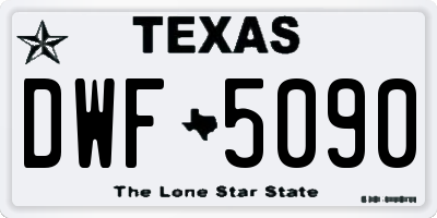 TX license plate DWF5090
