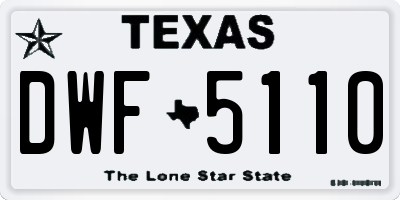 TX license plate DWF5110