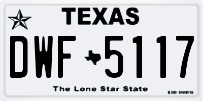 TX license plate DWF5117