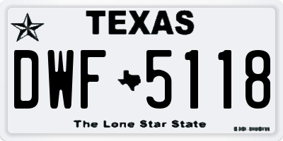 TX license plate DWF5118