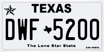 TX license plate DWF5200
