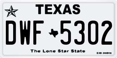 TX license plate DWF5302
