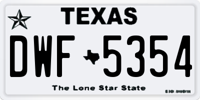 TX license plate DWF5354