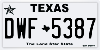 TX license plate DWF5387
