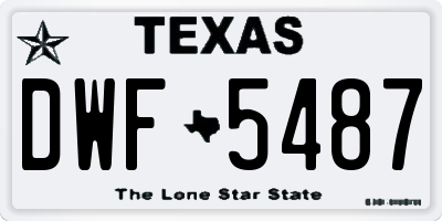 TX license plate DWF5487