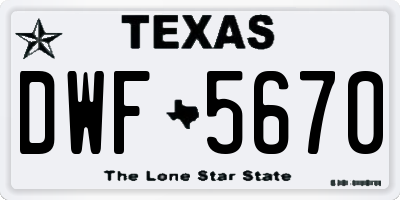 TX license plate DWF5670
