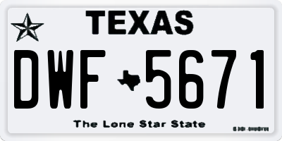 TX license plate DWF5671