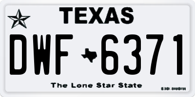 TX license plate DWF6371