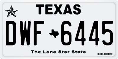 TX license plate DWF6445