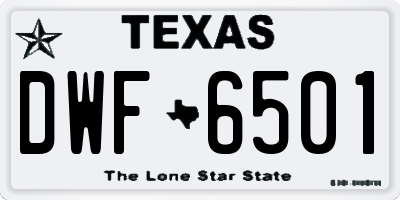 TX license plate DWF6501