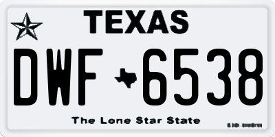 TX license plate DWF6538