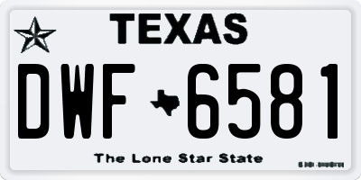 TX license plate DWF6581