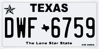 TX license plate DWF6759