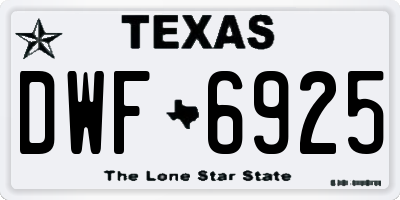 TX license plate DWF6925