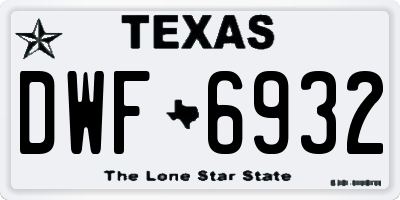 TX license plate DWF6932