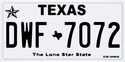 TX license plate DWF7072