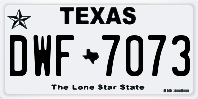 TX license plate DWF7073