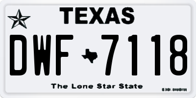 TX license plate DWF7118