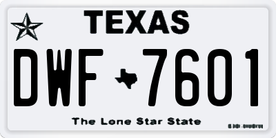TX license plate DWF7601