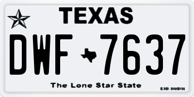 TX license plate DWF7637
