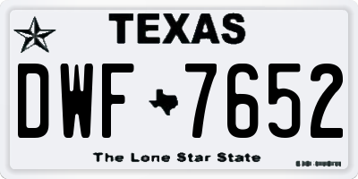 TX license plate DWF7652