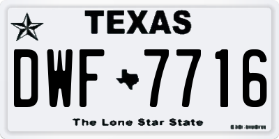 TX license plate DWF7716