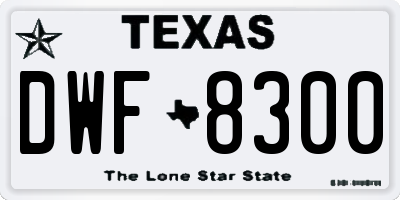 TX license plate DWF8300