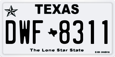 TX license plate DWF8311
