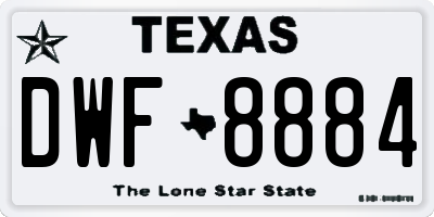 TX license plate DWF8884