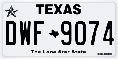 TX license plate DWF9074