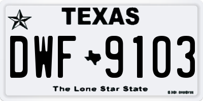 TX license plate DWF9103