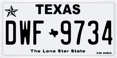 TX license plate DWF9734