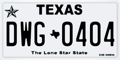 TX license plate DWG0404