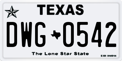 TX license plate DWG0542