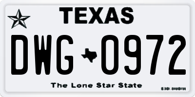 TX license plate DWG0972
