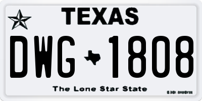TX license plate DWG1808