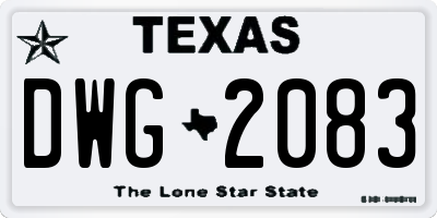 TX license plate DWG2083