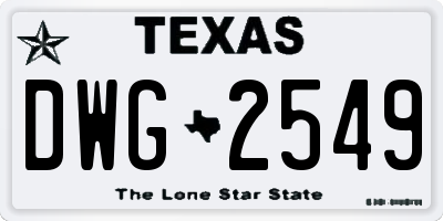 TX license plate DWG2549