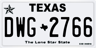 TX license plate DWG2766