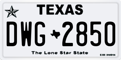 TX license plate DWG2850