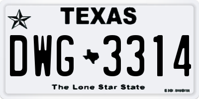 TX license plate DWG3314