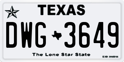 TX license plate DWG3649