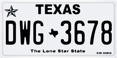 TX license plate DWG3678