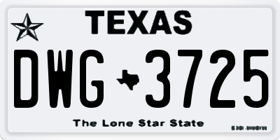 TX license plate DWG3725