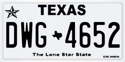 TX license plate DWG4652
