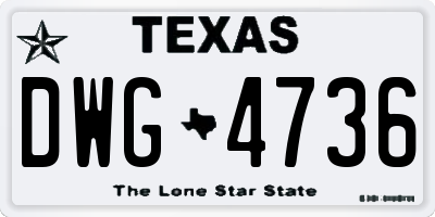 TX license plate DWG4736